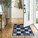 Geometric Modern Navy Blue Geometric Block Area Rug
