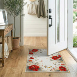 Red Red Peony Floral Vintage Area Rug