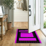Vibrant Pink Geometric Bordered Area Rug