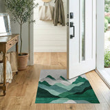 Layered Green Peaks Mountain Rug