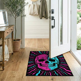 Neon Pink Cyan Split Skull Area Rug