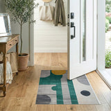 Modern Geometric Teal Yellow Abstract Area Rug