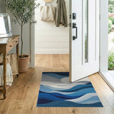 Blue and Teal Abstract Blue Waves Area Rug