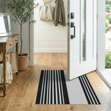 Bold Black White Vertical Stripe No. 18 Area Rug