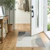 Modern Abstract Grey Beige Organic Shapes Area Rug