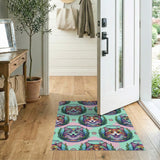 Rainbow Cat Fishbowl Kids Cartoon Area Rug