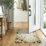 Cream Floral Vintage Area Rug with Swirling Vines