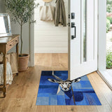 Geometric Kudu Antelope Head Blue Rug