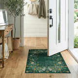 Emerald Green Floral Vintage Area Rug