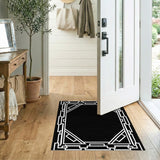 Black and White Border Black White Geometric Border Area Rug