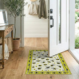 Whimsical Yellow Bees on Newspaper Area Rug