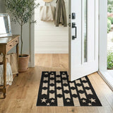 Black White Stars and Banners Geometric Rug