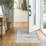 Blue and Teal Distressed Blue Plaid Area Rug