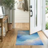 Dreamy Blue Clouds Area Rug with Golden Sparks