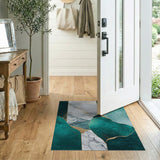 Teal Marble Gold Abstract Area Rug