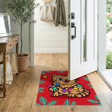 Festive Cartoon Tabby Cat with Christmas Lights Area Rug