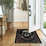 Washable Gothic Skull Occult Area Rug, Low Pile & Non-Slip