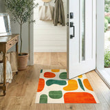 Abstract Orange Green Shapes Area Rug