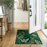 Lush Tropical Monstera Leaf Green Area Rug
