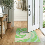 Swirling Green Geometric Modern Area Rug