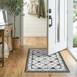 Geometric Black White Diamond Lattice Area Rug