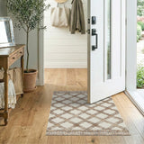 Beige Geometric Lattice Tribal Area Rug