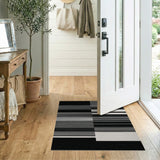 Bold Black White Striped Geometric Black and White Area Rug