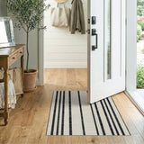 Modern Black Vertical Stripe Ivory Rug