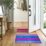 Geometric Modern Multi-color and Patterns Vibrant Multi-Color Horizontal Stripe Area Rug