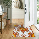 Vibrant Orange Mandala Floral Rug