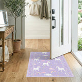 Purple Unicorn Rainbow Kids Area Rug