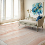 Blush Pink Wavy Abstract Pink Area Rug