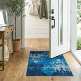 Abstract Navy Teal Area Rug