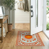Radiant Orange Sun Medallion Persian Rug