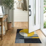 Bold Yellow Circle Geometric Area Rug