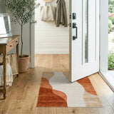 Curvy Abstract Beige Terracotta Area Rug