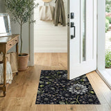 Vintage Noir Dahlia Floral Area Rug