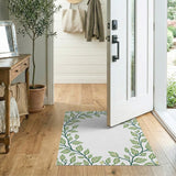 Whimsical Variegated Green Leaf Border Rug