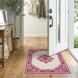 Ornate Red Floral Medallion Red Area Rug