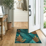 Teal Fern Fronds Area Rug