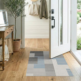 Grey Blue Geometric Modern Area Rug