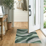Sweeping Green Feathers Abstract Area Rug