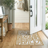 Intricate Gold Maze Line Art Area Rug