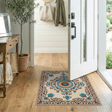 Ornate Blue Teal Medallion Persian Area Rug