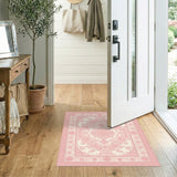 Pink Traditional Persian Pink Persian Floral Medallion Area Rug