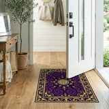 Purple Gold Ornate Medallion Area Rug