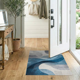Geometric Modern Modern Blue Wave Abstract Area Rug