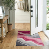 Wavy Pink Gray Abstract Area Rug