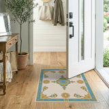 Ornate Blue-Gold Sunflower Medallion Area Rug