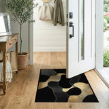ODIKA Modern Abstract Gold and Black Washable Rug, Non-Slip Low Pile Area Rug